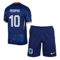 Holandsko Memphis Depay #10 Vonkajší Detský futbalový dres ME 2024 Krátky Rukáv (+ trenírky)